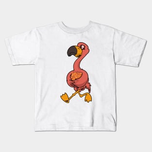 Cartoon flamingo collects pussy Kids T-Shirt